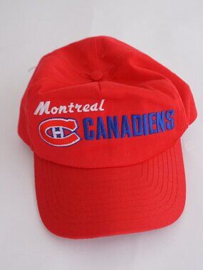 VTG 80s CCM Montreal Canadiens Red Blue Logo Embroidered Snapback Hat NHL Hockey
